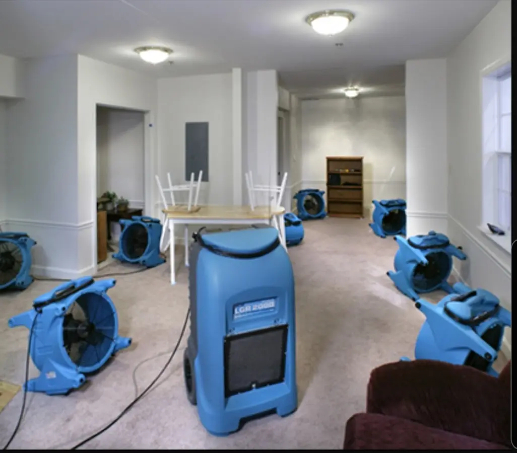 Air movers and dehumidifier setup for Water Extraction & Removal in Attleboro